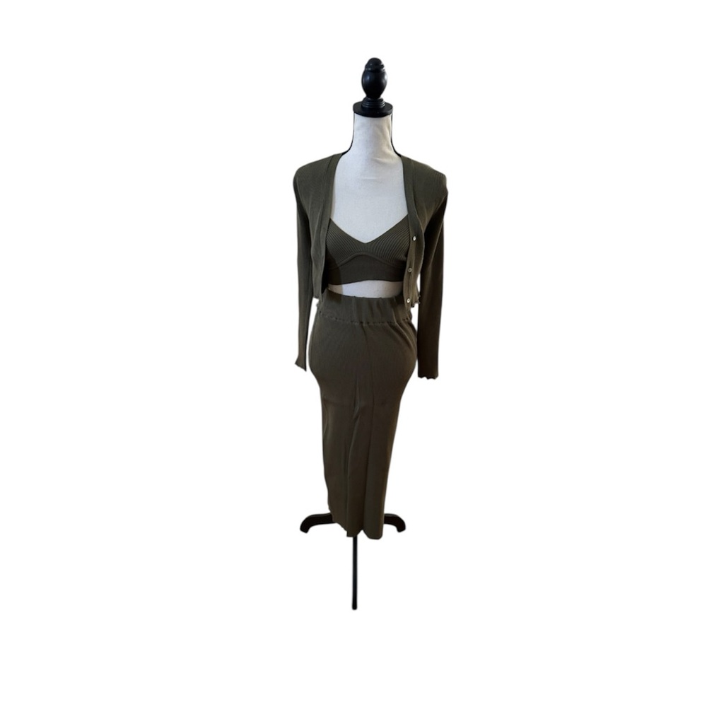 Olive Green Women's Skirt Set